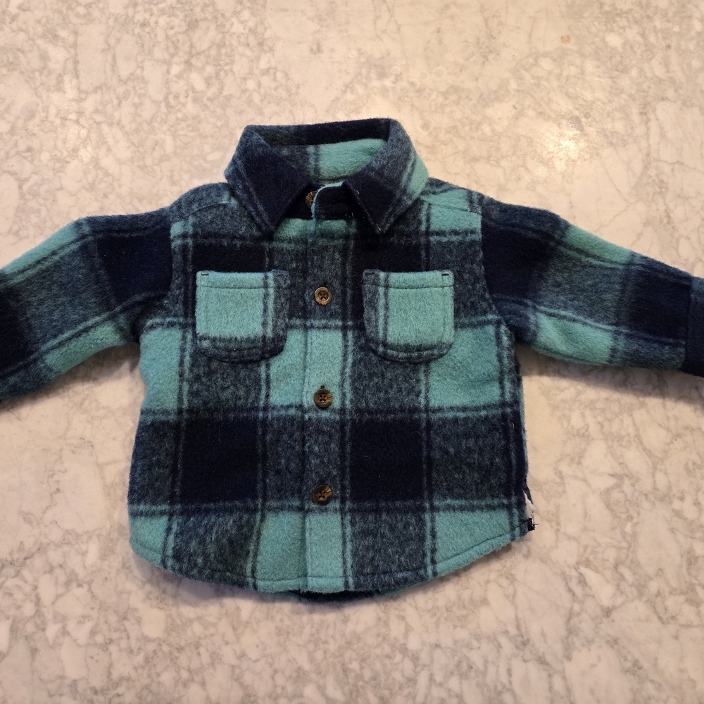 Plaid Flannel Shirt - Blue and Green